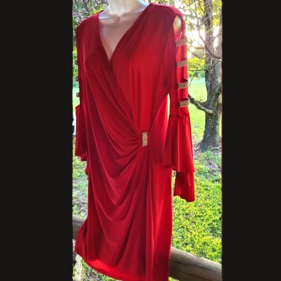 ❤️Beautiful MSK red rhinestone dress size Med ♥️ - Picture 3 of 6